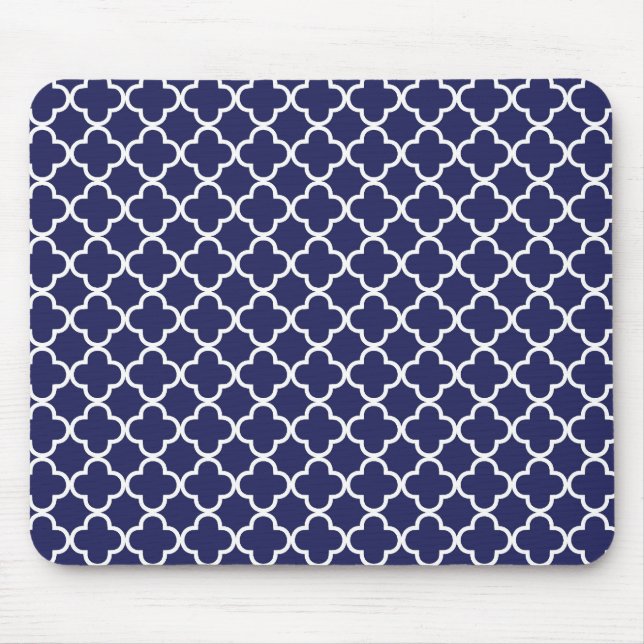 Marine-Blau Quatrefoil Mousepad (Vorne)
