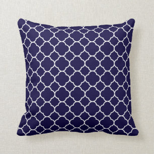 Marine-Blau Quatrefoil Muster Kissen