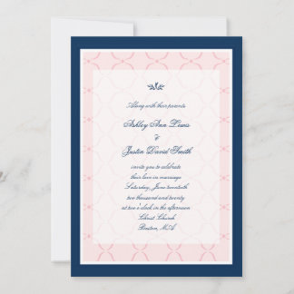 Marine-Blau-Rosa-traditionelle Hochzeits-Einladung Einladung