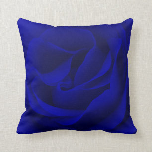 Marine-Blau-Rose vergrößert Kissen