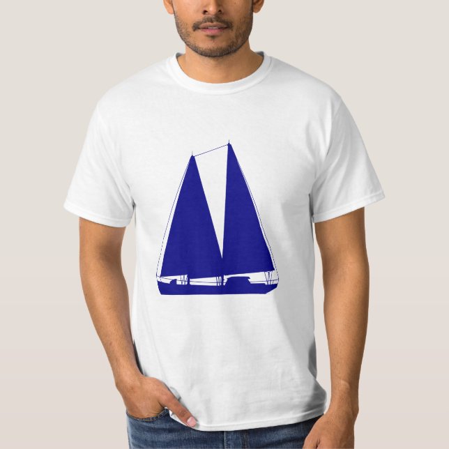 Marine-Blau-SeeSegelboot T-Shirt (Vorderseite)