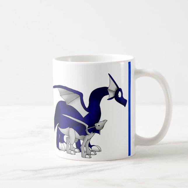 Marine-Blau/silberne Mutter-und Kinderdrache-Tasse Tasse (Rechts)