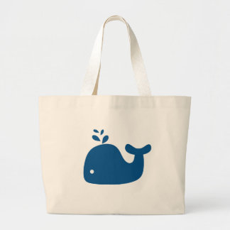 Marine-Blau-Silhouette-Wal Jumbo Stoffbeutel