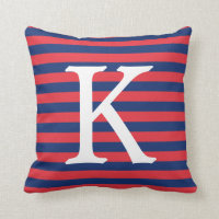 Marine-Blau-u. Rot-Streifen-Monogramm