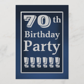 Marine-Blau-und Grau-70. Geburtstags-Party Einladung