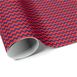 Marine-Blau und rotes kleines Zickzack Geschenkpapier