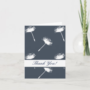 Marine-Blau-und Weiß-Löwenzahn-Blumen danken Ihnen Dankeskarte