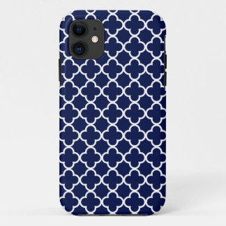 Marine-Blau und Weiß Quatrefoil Muster Case-Mate iPhone Hülle