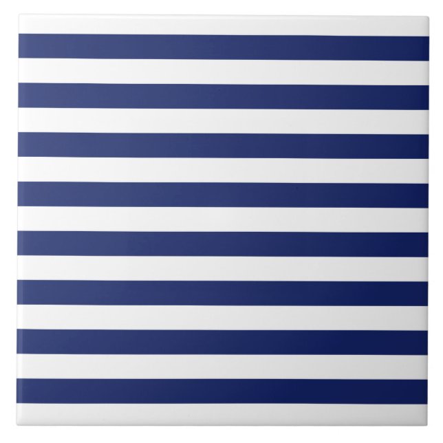 Marine-Blau-und Weiß-Streifen-Muster Fliese (Vorderseite)