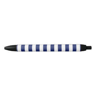 Marine-Blau-und Weiß-Streifen-Muster Kugelschreiber