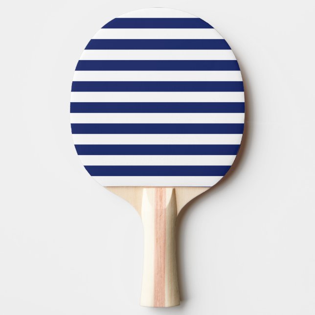 Marine-Blau-und Weiß-Streifen-Muster Tischtennis Schläger (Vorderseite)