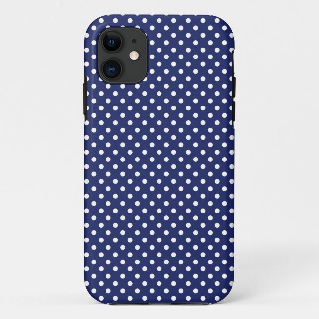 Marine-Blau-und Weiß-Tupfen-Muster Case-Mate iPhone Hülle (Rückseite)