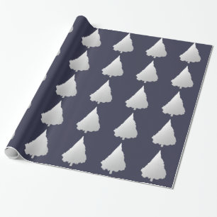Marine-Blau-Weihnachtsbaum-Silber-Feiertag Geschenkpapier