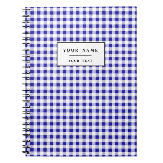 Marine-Blau-weißes Gingham-Muster Notizblock (Vorderseite)