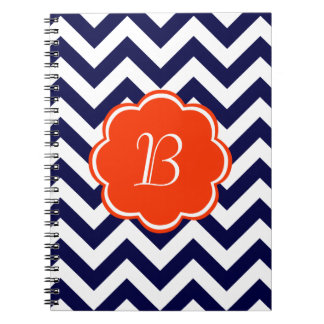 Marine-Blau-Zickzack Monogramm Notizblock