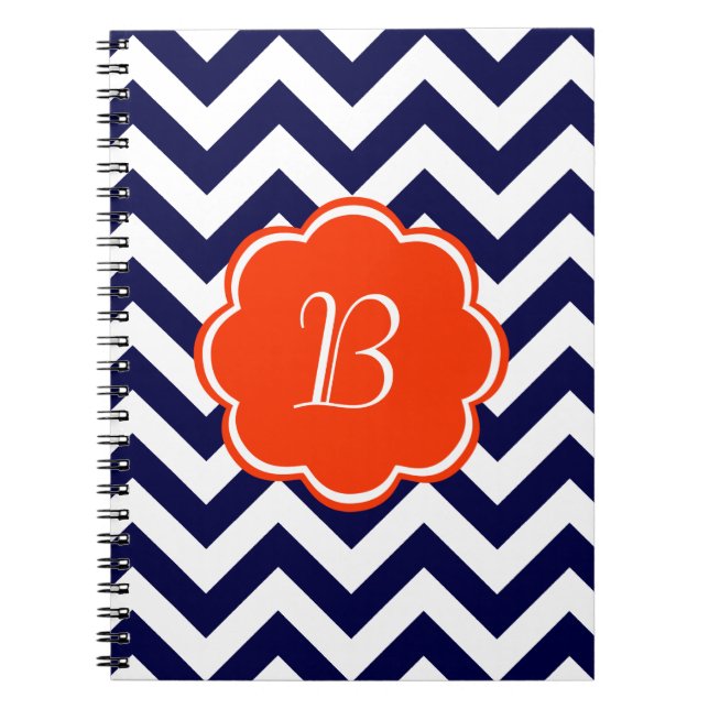 Marine-Blau-Zickzack Monogramm Notizblock (Vorderseite)