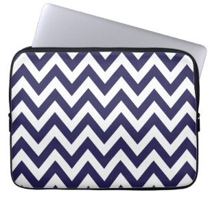 Marine-Blau-Zickzack Streifen Laptopschutzhülle