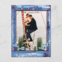 Marine - Blauer Texturierter Wald und Fisch Speich Ankündigungspostkarte