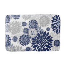 Marine-blaues Grau-Blumen-Grafik-Muster