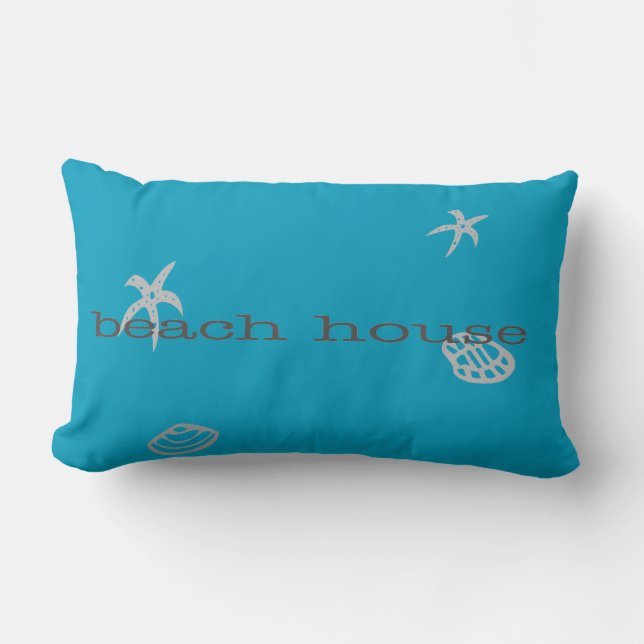 Marine Blue Beach House Nautic Theme Pillow Lendenkissen (Vorderseite)