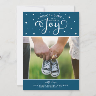 Marine Blue Christmas Pregnancy Announccard Feiertagskarte