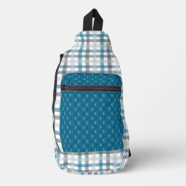 MARINE BLUE LIGHT & DARK GRAU KARIERT PATTERN CROSSBODY BAG