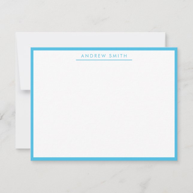 Marine Blue Simple Line Moderne Klassik Minimalist Mitteilungskarte (Vorderseite)