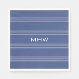 Marine Blue Stripes kundenspezifische Monogramm Pa Serviette