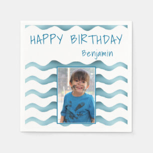 Marine Blue Waves Kindergeburtstag Foto Serviette