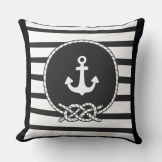 Marine Blue White Strip Anker und Abbildung 8 Knot Kissen