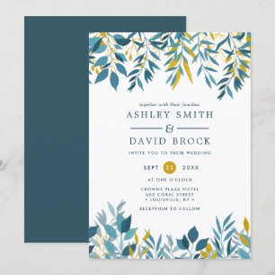 Marine Blumen Botanische Aquarell Hochzeits Einlad Einladung