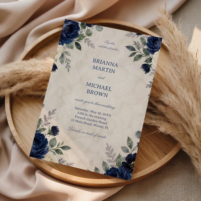 Marine Blumen Eleganz Einladung (Von Creator hochgeladen)