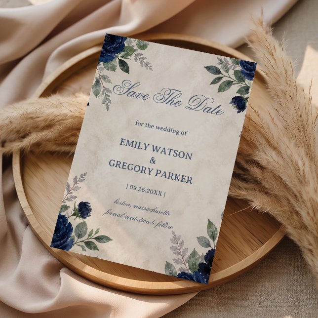 Marine Blumen Eleganz Save The Date (Von Creator hochgeladen)