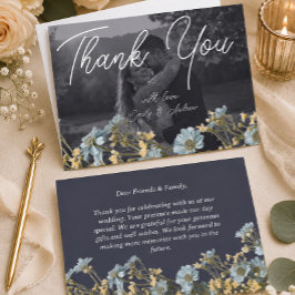 Marine Blumen Foto Hochzeit Danke Karte