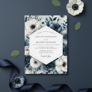Marine Blumen Hochzeit im romantischen Stil Einladung