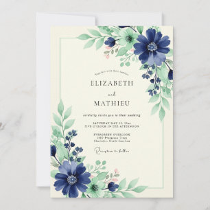 Marine Blumen Hochzeit in der Natur Einladung