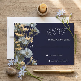 Marine Blumen Hochzeit RSVP modern Karte
