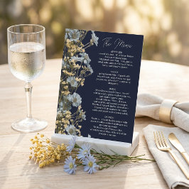 Marine Blumen Hochzeitsmenü, Minimalistisches Menü Sockelschild