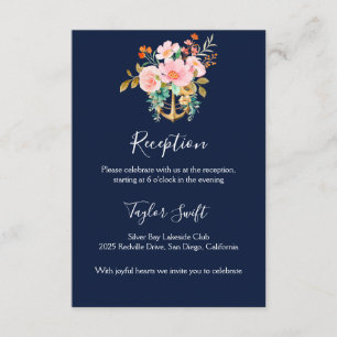 Marine Blumenanker-Hochzeitsempfangskarte Begleitkarte