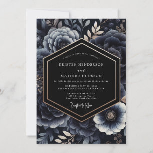 Marine Botanische Hochzeit Einladung