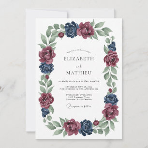 Marine Botanische Hochzeit in Moody-Optik Einladung