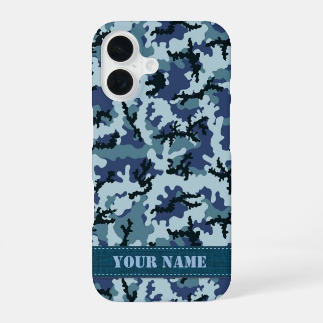 Marine Camouflage iPhone 16 Hülle (Rückseite)