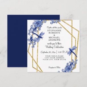 Marine Chinoiserie Libelle Porzellan Wasserfarben Einladung