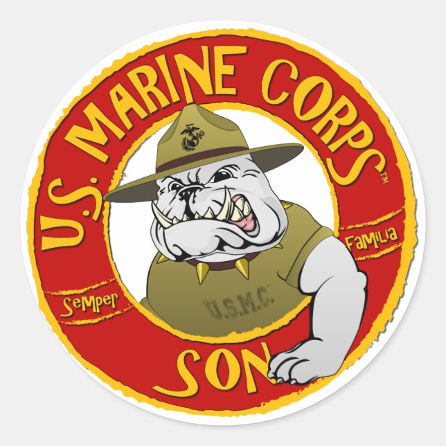 Marine Corps Son Runder Aufkleber (Vorderseite)