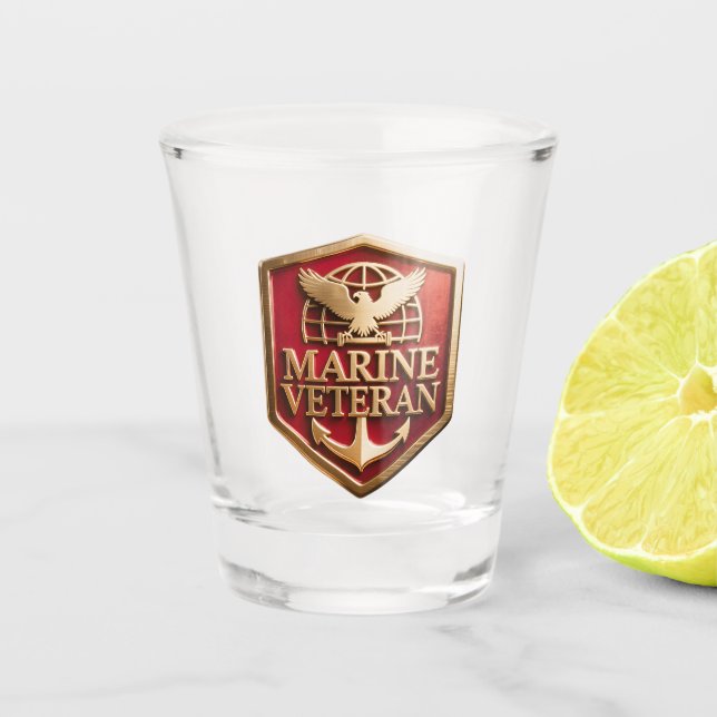 Marine Corps Veteran Logo Emblem Schnapsglas (Vorderseite)