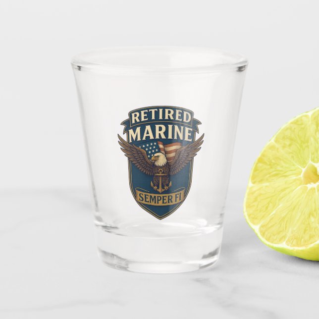 Marine Corps Veteran Logo Emblem Schnapsglas (Vorderseite)