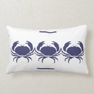 Marine CRABS weißes PILLOW Küstenleben Lendenkissen