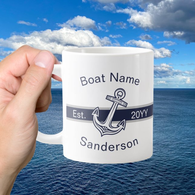 Marine Custom Nautic Anchor Navy Blue Jumbo-Tasse (Von Creator hochgeladen)