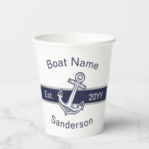 Marine Custom Nautic Anchor Ocean Navy Blue Pappbecher