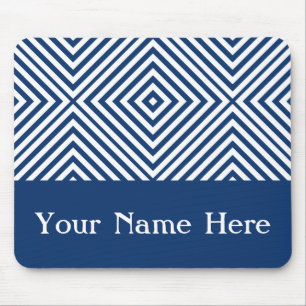 Marine-Diamant-Chevron mit individuellem Namen Mousepad